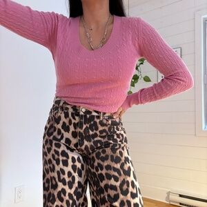 Marina Luna pink cable knit cashmere sweater